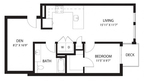 Vela Apartments D9 with Den Floor Plan